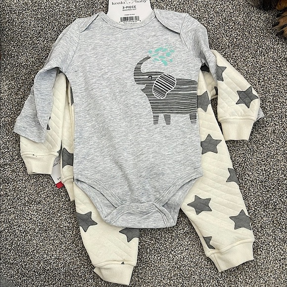 Koala baby Gray Elephant Onesie and Star Pants Set - Picture 1 of 5